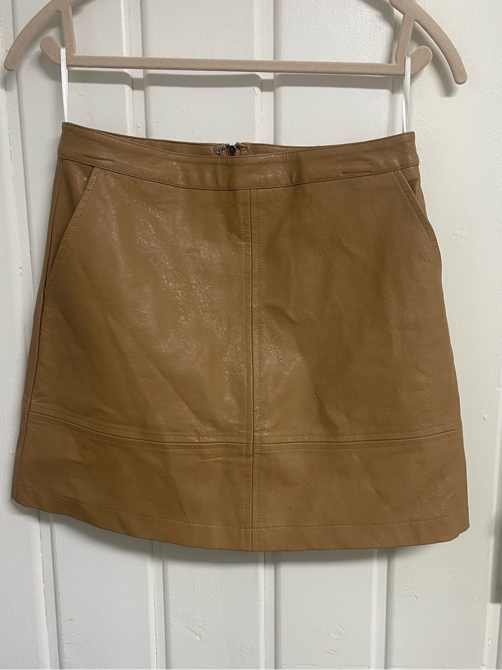 Petal + Pup Faux Leather Mini Skirt Camel Tan A-Line
